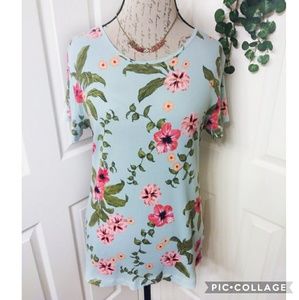 Croft & Barrow Aqua Floral Top Size XL